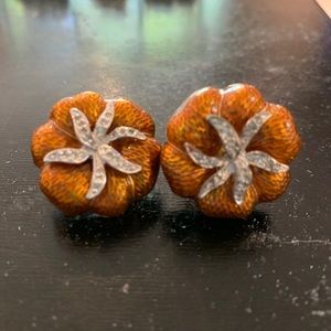 Judith Leiber enamel and crystal earrings